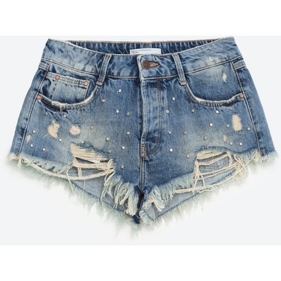 Zara studded denim shorts - Picture 1 of 3